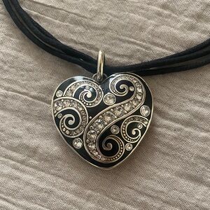 Brighton Black and Silver Swirl Heart Necklace